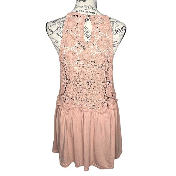 Doe & Rae MEDIUM Keyhole Back Crochet Lined Top Sheer Back Tunic Top Dress - Picture 3 of 12